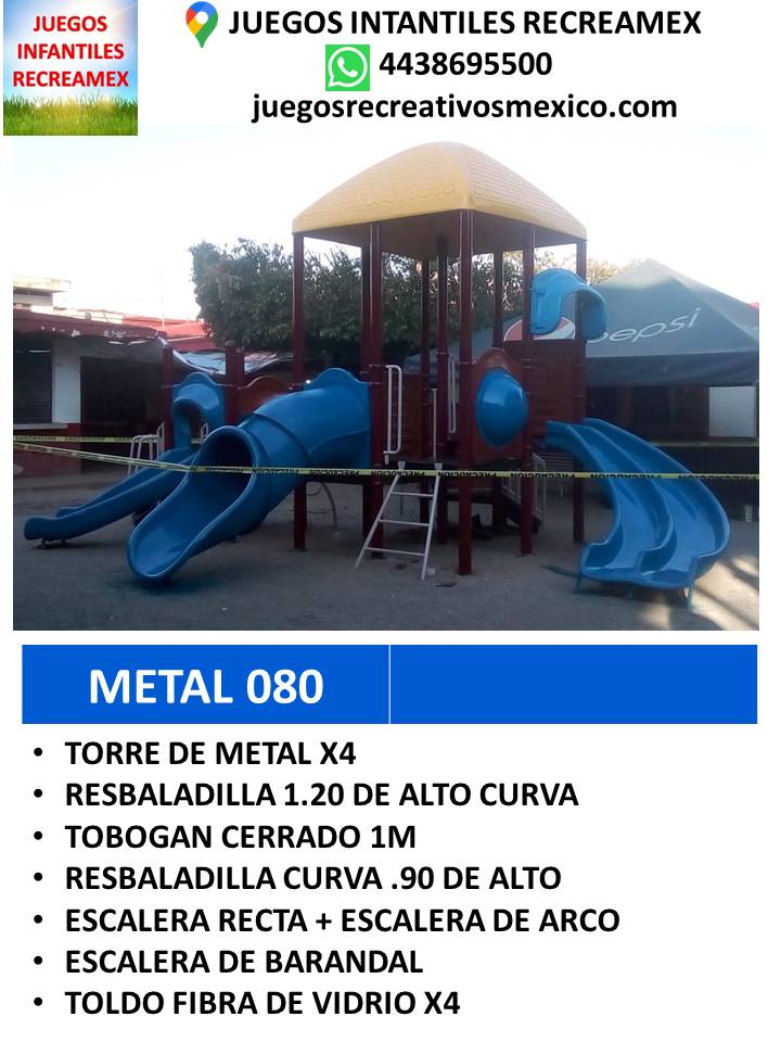 modulo de metal con resbaldilla, tobogan, escalera, torres de metal